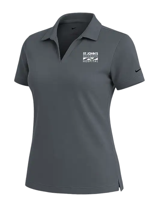 NIKE Dark Grey Womens Dri-Fit Micro Pique Polo w/St. John's Riverside Logo