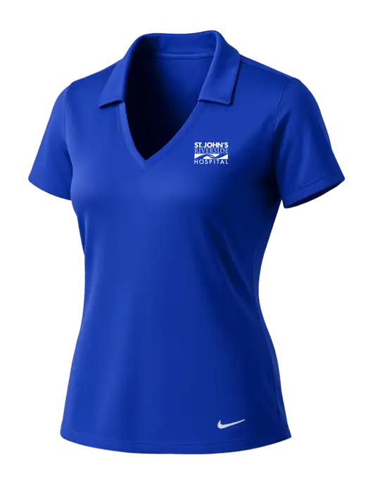 NIKE Dark Royal Womens Dri-Fit Vertical Mesh Polo w/St. John's Riverside Logo