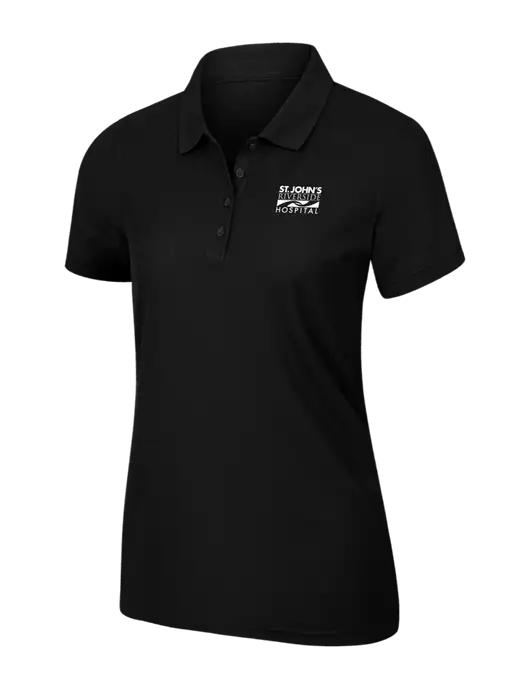 Womens Black Core Classic Pique Polo w/St. John's Riverside Logo