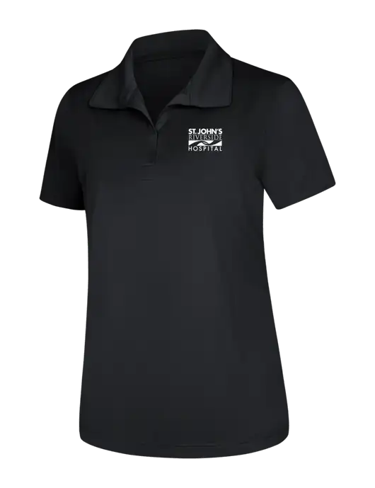 Womens Black Micropique Sport-Wick Polo w/St. John's Riverside Logo