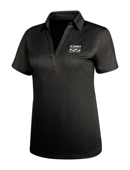 Black Womens Performance Fine Jacquard Polo w/St. John's Riverside Logo