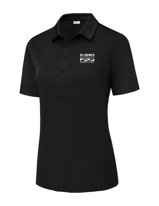 Black Womens Posi-UV Pro Polo w/St. John's Riverside Logo