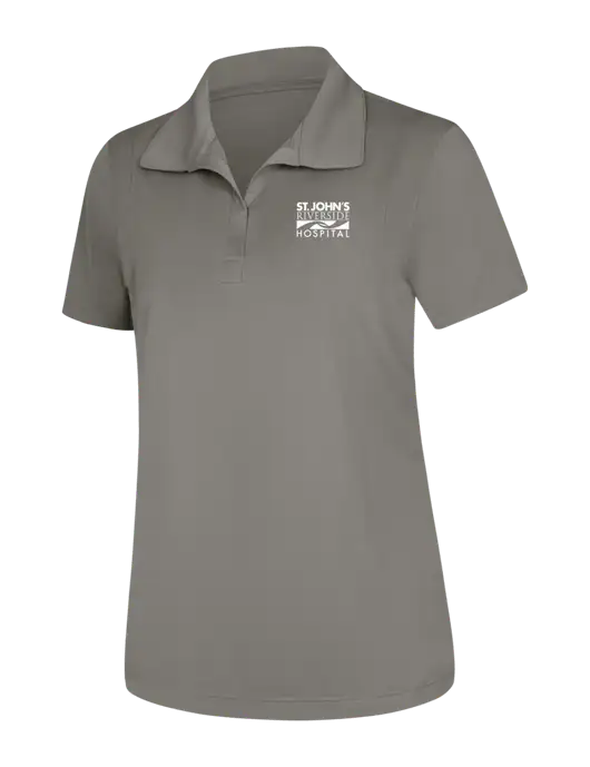 Womens Medium Grey Micropique Sport-Wick Polo w/St. John's Riverside Logo