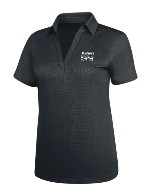 Dark Grey Womens Performance Fine Jacquard Polo w/St. John's Riverside Logo