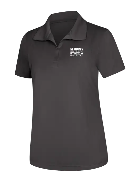 Womens Dark Grey Micropique Sport-Wick Polo w/St. John's Riverside Logo