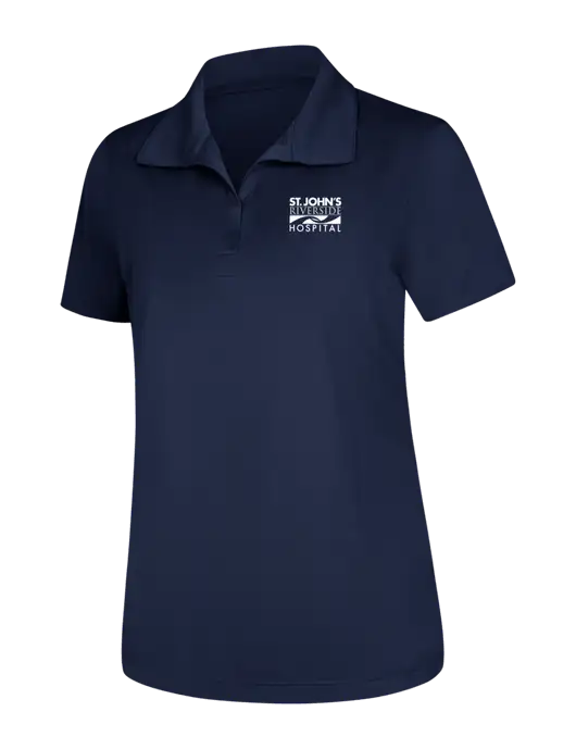Womens Navy Micropique Sport-Wick Polo w/St. John's Riverside Logo