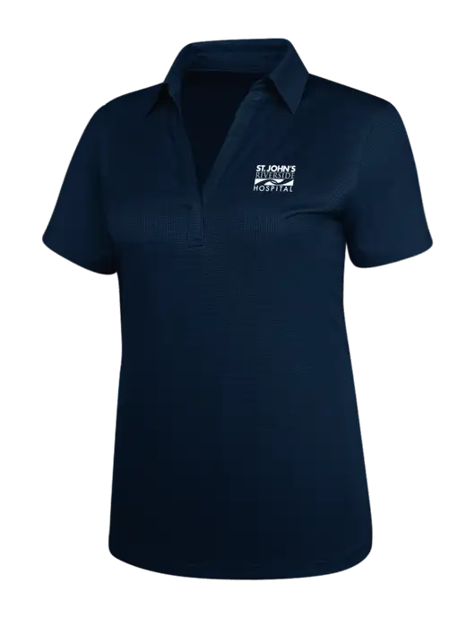 Navy Womens Performance Fine Jacquard Polo w/St. John's Riverside Logo