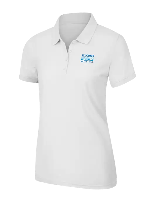 White Womens Core Classic Pique Polo w/St. John's Riverside Logo