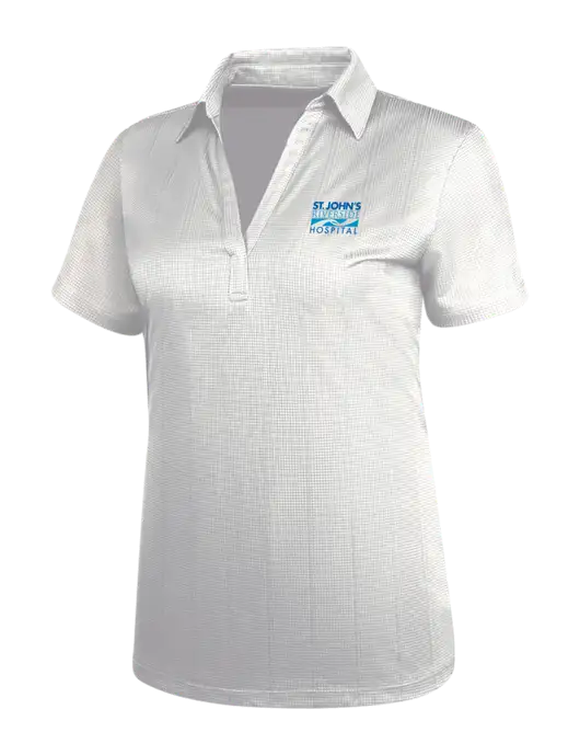 White Womens Performance Fine Jacquard Polo w/St. John's Riverside Logo