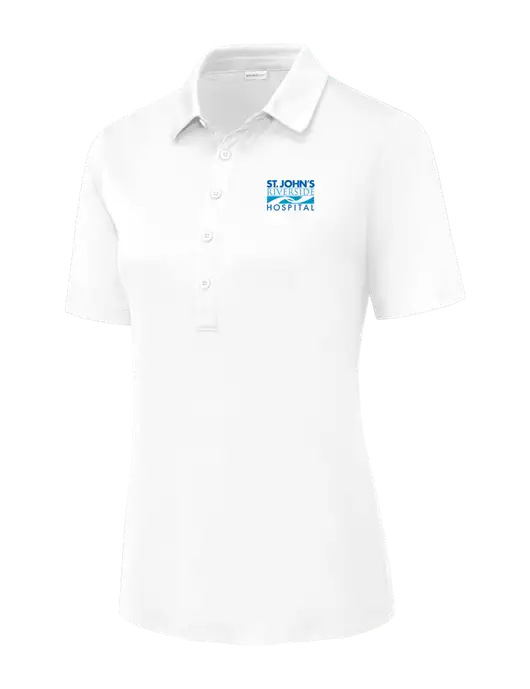 White Womens Posi-UV Pro Polo w/St. John's Riverside Logo