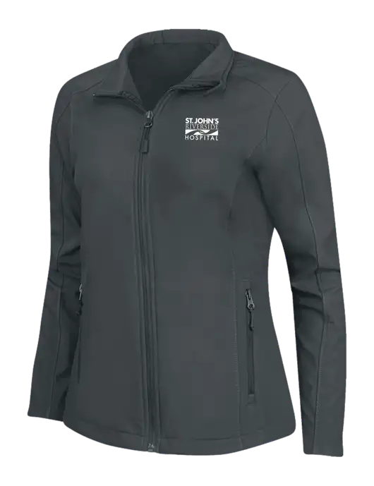 Charcoal Grey Womens Core Soft Shell Jacket w/St. John's Riverside Logo