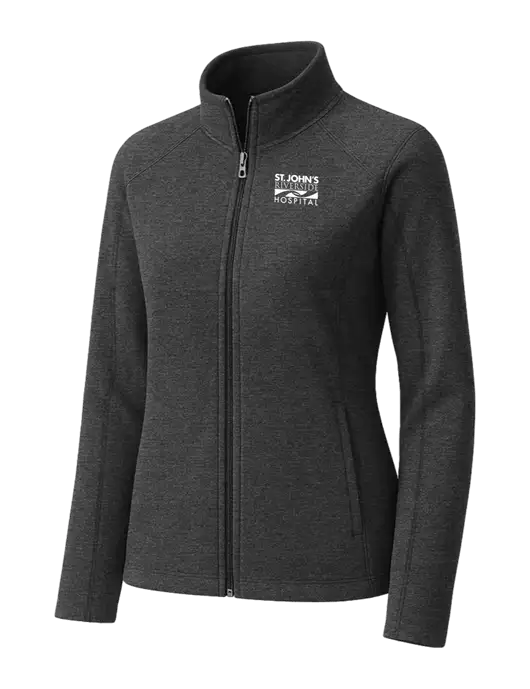 Charcoal Womens Heather Microfleece Full-Zip Jacket w/St. John's Riverside Logo