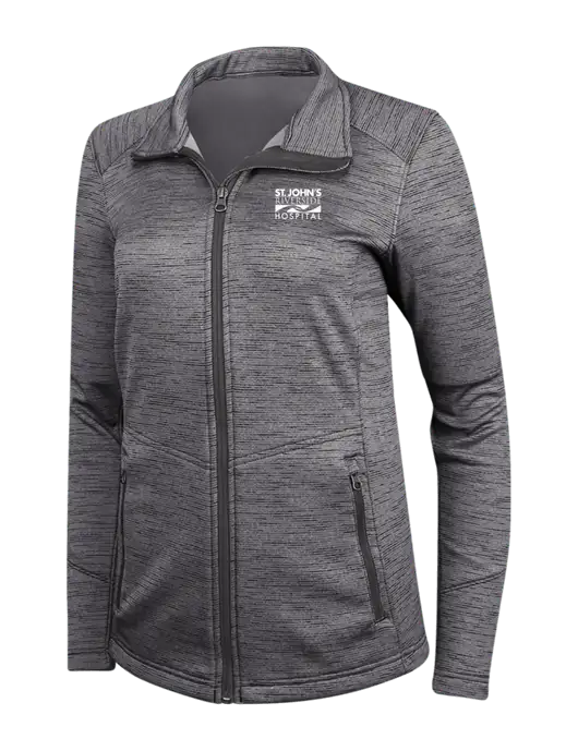 Womens Dark Grey Digi Stripe Fleece Jacket w/St. John's Riverside Logo