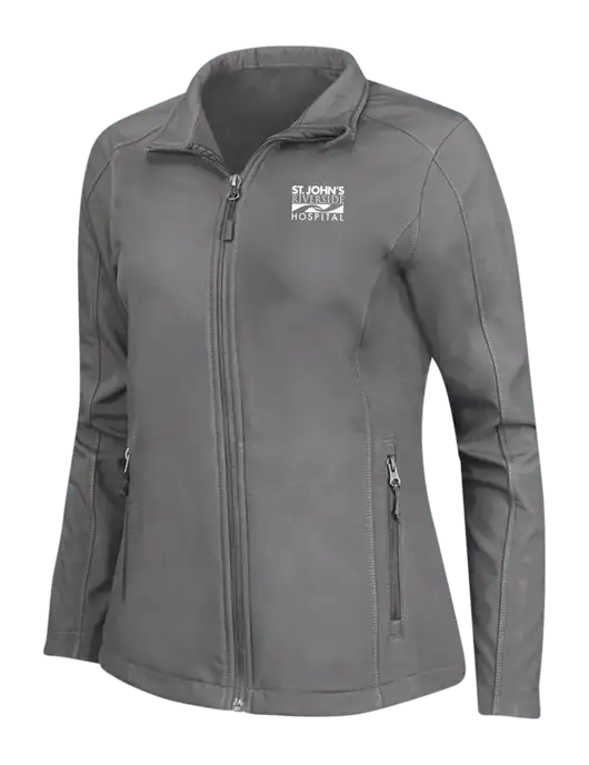 Medium Grey Womens Core Soft Shell Jacket w/St. John's Riverside Logo