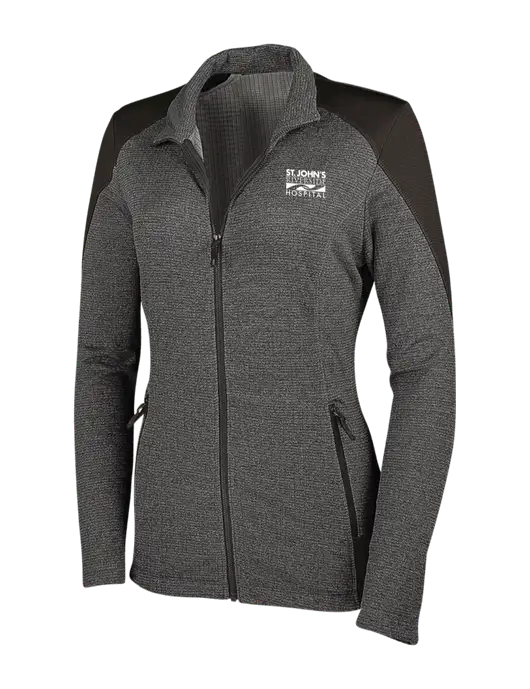 Medium Grey Heather Womens Grid Fleece Jacket w/St. John's Riverside Logo