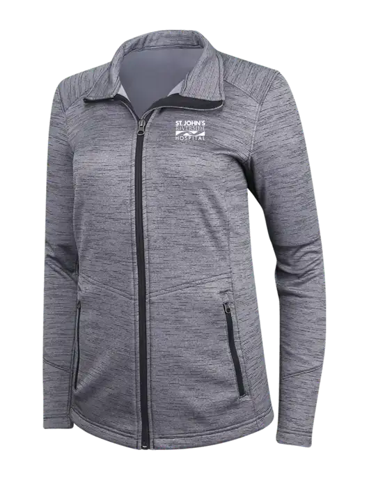 Medium Grey Womens Digi Stripe Fleece Jacket w/St. John's Riverside Logo