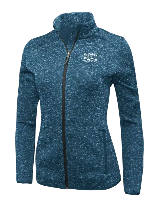 Medium Blue Heather Womens Sweater Fleece Jacket w/St. John's Riverside Logo