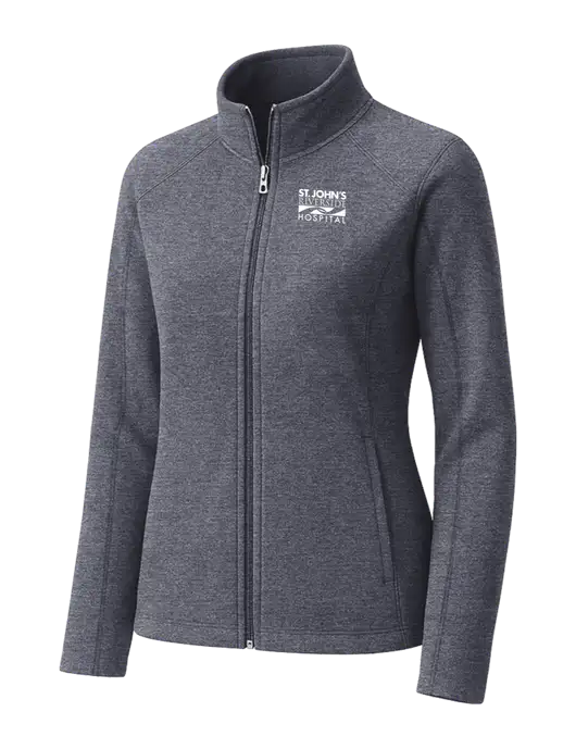 Light Navy Heather Womens Microfleece Full-Zip Jacket w/St. John's Riverside Logo