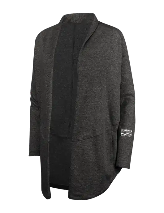 Charcoal Heather/ Medium Heather Grey Womens Interlock Cardigan w/St. John's Riverside Logo