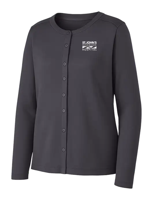 Grey Smoke Womens Concept Stretch Button-Front Cardigan Sweater w/St. John's Riverside Logo
