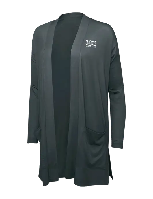 Smoke Grey Womens Concept Long Pocket Cardigan w/St. John's Riverside Logo