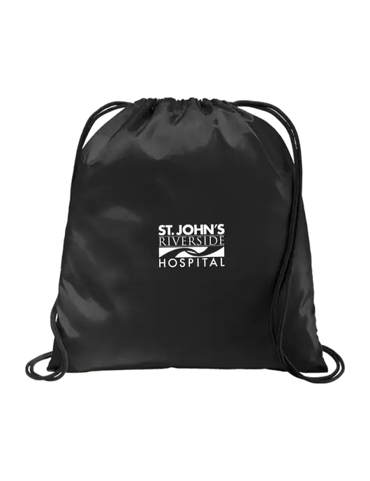Drawstring  Black Cinch Pack w/St. John's Riverside Logo
