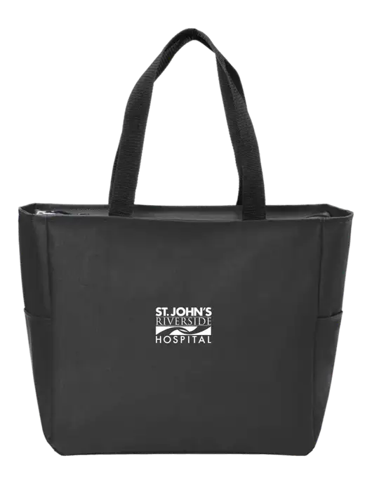 Everyday Black Zip Tote  w/St. John's Riverside Logo