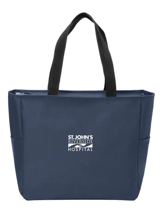 Everyday Navy Zip Tote  w/St. John's Riverside Logo