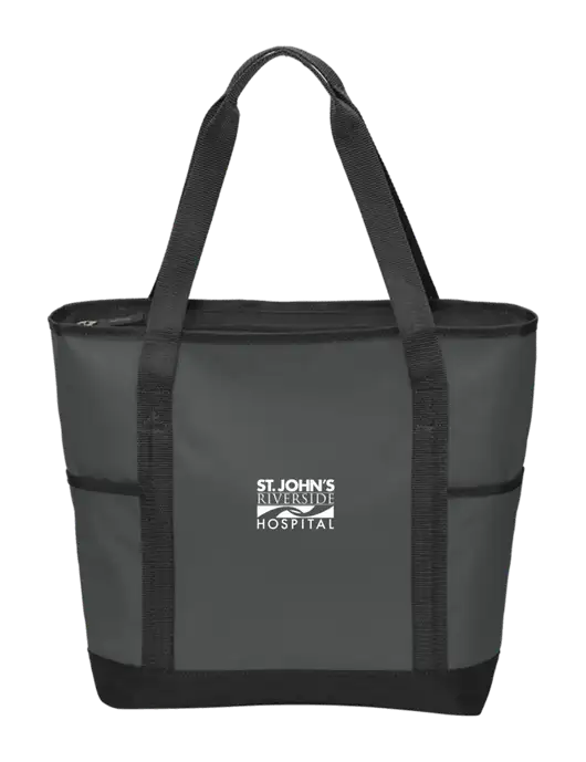 On the Go Charcoal/Black Tote  w/St. John's Riverside Logo