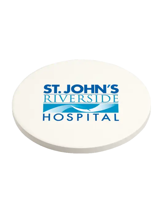 Absorbent White Coaster with Cork Base w/St. John's Riverside Logo