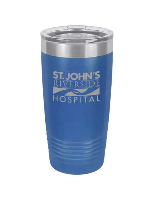 Polar Camel 20 oz Powder Coated Royal Vacuum Insulated Tumbler w/St. John's Riverside Logo