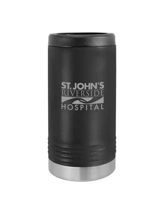 Polar Camel Powder Coated Black Vacuum Insulated Slim Beverage Holder w/St. John's Riverside Logo