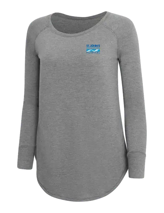 Womens Perfect Wide Collar Tunic Tri-Blend Grey Frost 4.5 oz T-Shirt w/St. John's Riverside Logo
