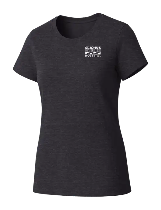 Womens Seriously Soft Heathered Charcoal T-Shirt w/St. John's Riverside Logo