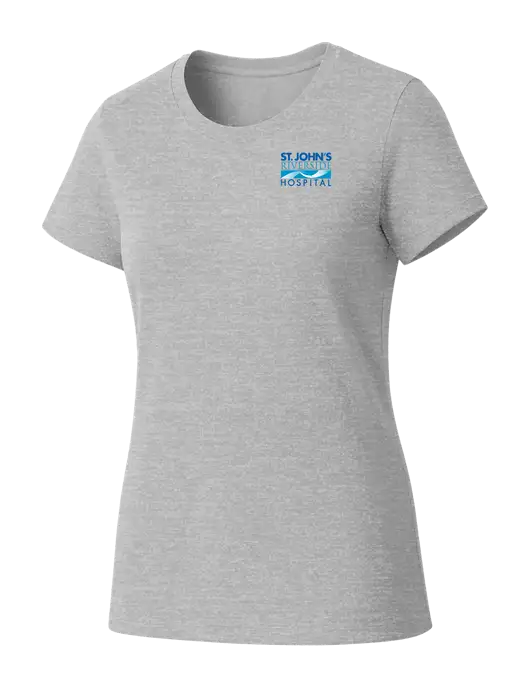 Womens Seriously Soft Light Heathered Grey T-Shirt w/St. John's Riverside Logo