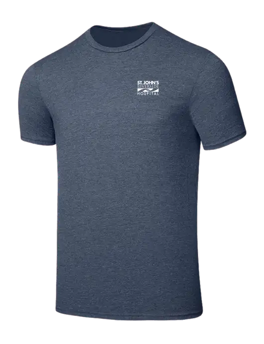 Seriously Soft Heathered Navy T-Shirt w/St. John's Riverside Logo