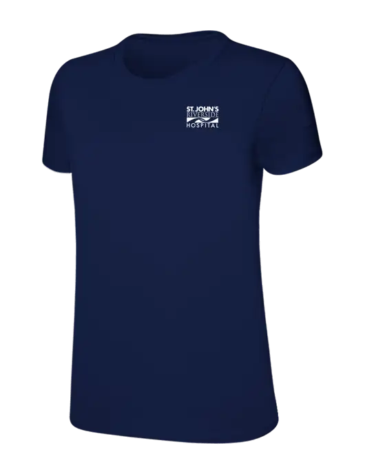 Womens Ring Spun Navy 4.5 oz T-Shirt w/St. John's Riverside Logo