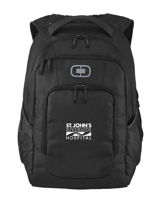 OGIO Black Logan Laptop Backpack
 w/St. John's Riverside Logo
