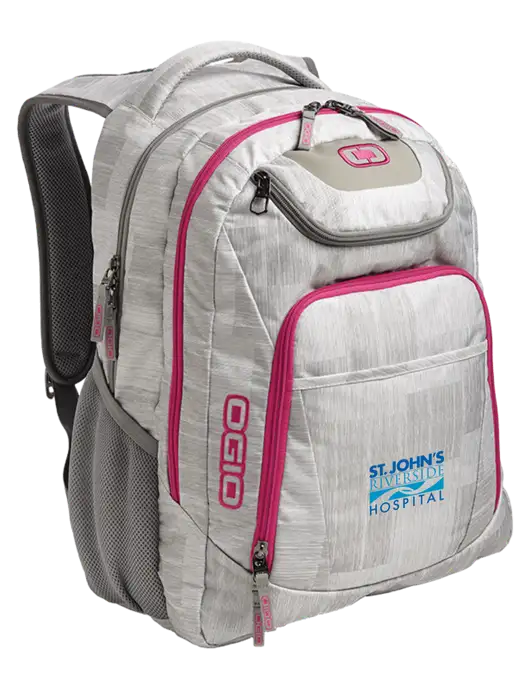 OGIO Light Grey/Pink Excelsior Laptop Backpack w/St. John's Riverside Logo